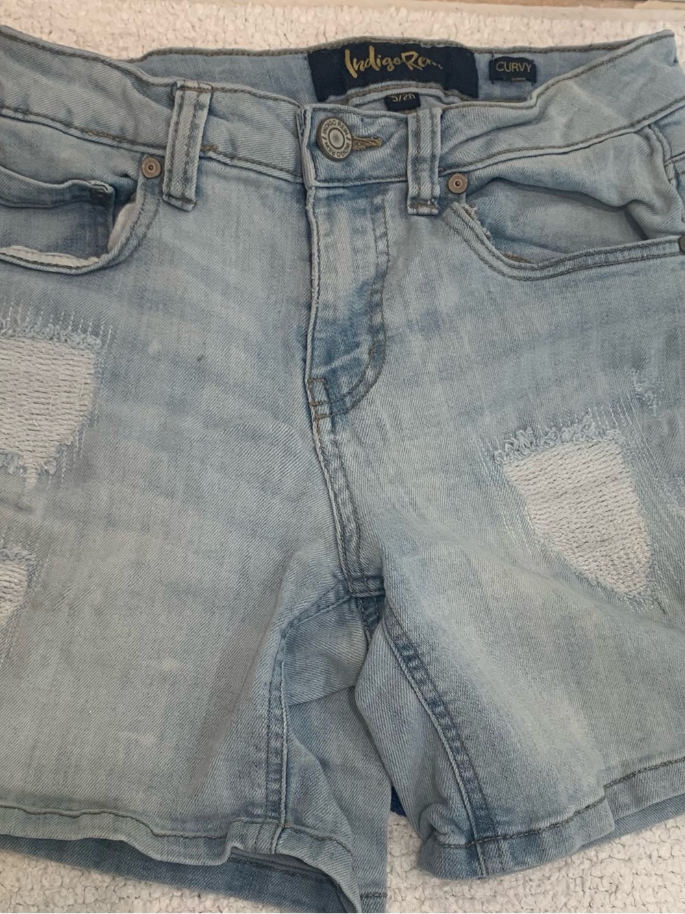 Indigo Rein Light Blue Distressed Boyfriend Jeans Shorts